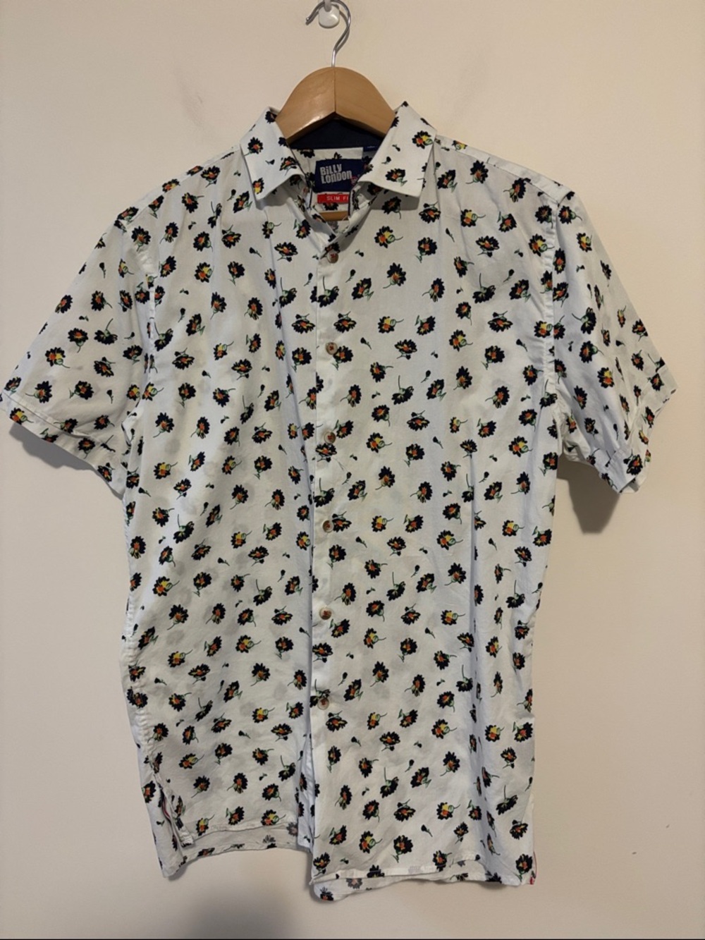 Billy London UK White Floral Short-Sleeve Button-Up Shirt